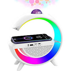 Нічник із бездротовою зарядкою та Bluetooth колонкою з USB, G2388A / Акумуляторний RGB світильник із дискошаром