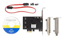 Контролер Frime PCI-E x1 to 6 x Sata III, 88SE9215+ASM1093 (ECF-PCIEto6SATAIII002.LP)