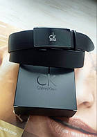 Чоловічий шкіряний ремінь Calvin Klein чорний пряжка автомат