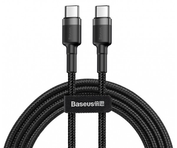 Кабель Baseus cafule Cable PD2.0 60W Type-c/Type-c (20v-3a) 2M Gray+Black (CATKLF-HG1)