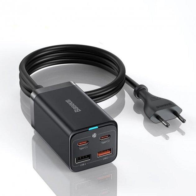 Мережевий зарядний пристрій Baseus GaN3 Pro Desktop Fast Charger 2C+2U на 65W (CCGP040101) Black