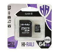 Карта памяти Hi-Rali microSDXC 64GB Class 10 UHS-I U1 + SD-адаптер (HI-64GBSDCL10-01)