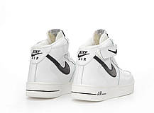 Жіночі кросівки Nike Air Force 1 mid Winter White Найк Аір Форс високі білі шкіра овчина В'єтнам, фото 6