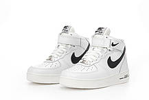 Жіночі кросівки Nike Air Force 1 mid Winter White Найк Аір Форс високі білі шкіра овчина В'єтнам, фото 5