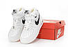 Жіночі кросівки Nike Air Force 1 mid Winter White Найк Аір Форс високі білі шкіра овчина В'єтнам, фото 7