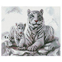 Алмазна мозаїка HX 011 "Білі тигри" 30-40 см