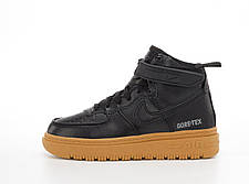 Чоловічі зимові кросівки Nike Air Force 1 Gore-Tex Winter Black Brown Найк Гор-Текс шкіра хутро зима, фото 3