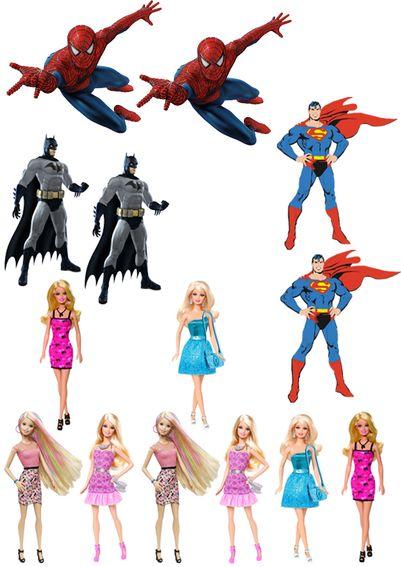 Вафельна картинка Герої коміксів та Барбі, фото 1