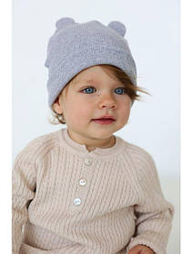 Дитячий набір Політі: шапка + слинявчик, меланж сірий, розмір 42