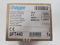 Перемикач I-0-II з загальним виходом зверху, 4-пол., 40А/400В Hager SFT440