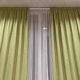 Комплект штори на тасьмі 2 шт з підхватами 280х250 см мікровелюр Світло-зелений, вуаль 450 см Білий, фото 4