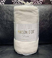 Махровая простыня на резинке (гладкая) 180*200-160*200 с двумя наволочками в комплекте Maison D or Paris -Ecru