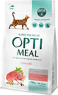 Корм сухой OPTI MEAL для взрослых стерилизованных кошек Adult Cat Sterilised Beef & Sorghum говядина 700 г