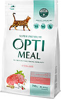Корм сухий OPTI MEAL для дорослих стерилізованих котів Adult Cat Sterilised Beef & Sorghum з яловичиною та сорго 700 г