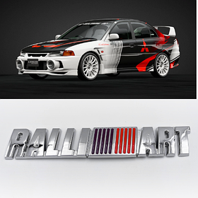 Металева емблема решітки радіатора Ralli Art (Ралли Арт) Mitsubishi 12.5 x 2.2 cm Хром