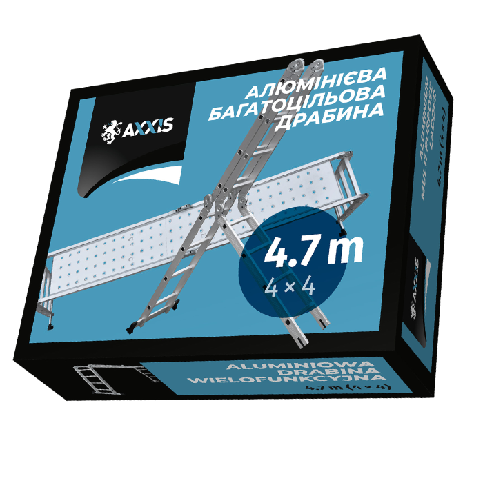 Драбина алюмінієва трансформер 4×4, 4.7 м  AXXIS, фото 1
