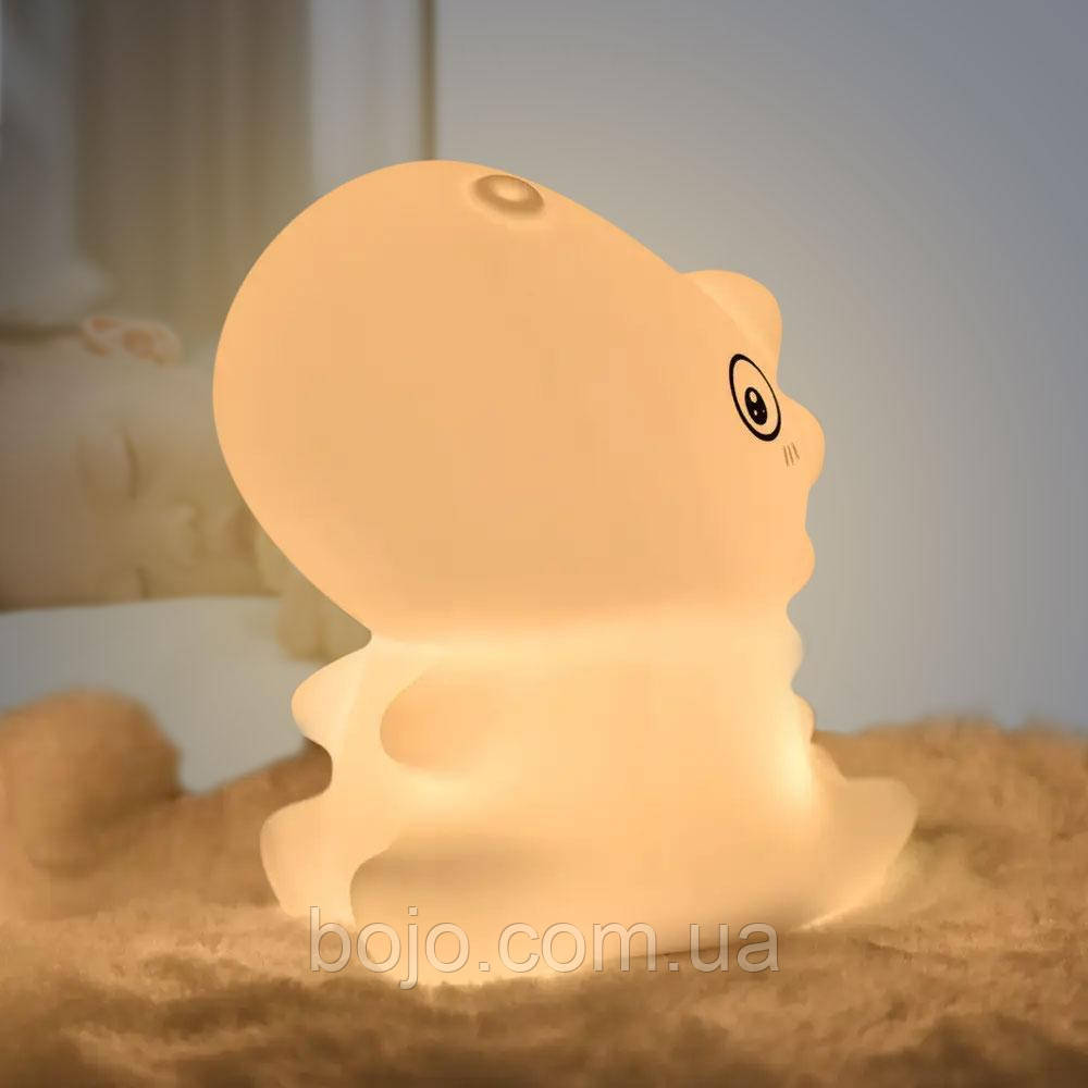 Дитячий силіконовий нічник у вигляді динозавра Losso Dinosaur LJC-140, Білий (HA-36)