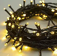 Новорічна LED гірлянда 500 лампочок у чорному дроті колір теплий