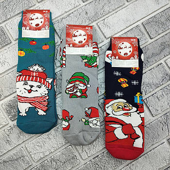 Шкарпетки жіночі високі зимові з махрою р.36-39 новорічні асорті Стиль Люкс 30033367