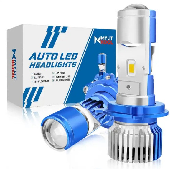 Автомобільні led лампи h4 міні лінза. Bi-Led Лінзи H4 - 8000Lm - 6000K - Рік гарантії