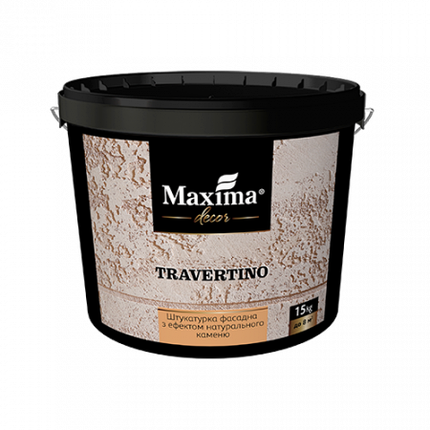 Штукатурка фасадна з ефектом натурального каменя Travertino TM Maxima, 15кг, фото 1