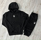 Чоловічий спортивний костюм демісезонний із худі Герб Тризуб чорний/ костюм на весну, осінь Тризуб, фото 3