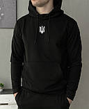 Чоловічий спортивний костюм демісезонний із худі Герб Тризуб чорний/ костюм на весну, осінь Тризуб, фото 4