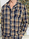 Піжама чоловіча ФЛАНЕЛЬ штани+сорочка COSY клітина СИНЬО-КОРИЧНЕВА, фото 3