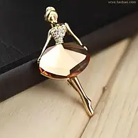 Брошка балерина для дівчаток красива принцеса кришталева шпилька