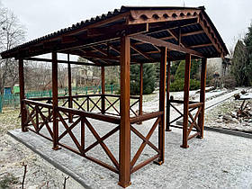 Дерев'яна альтанка 4 на 3 м, розбірна (на 14-16 осіб)