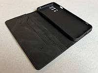 OnePlus 9R защитный чехол-книжка черный, из матовой искусственной кожи со слотами для карт
