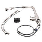 Змішувач для душу з лійкою + кран для раковини низький вилив + кран для кухні висувний вилив Lidz, фото 10