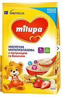Суха молочна каша Milupa Милупа швидкорозчинна мультизлакова з полуницею та банан для дітей з 7 місяців, 210 г