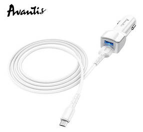 Автомобільний зарядний пристрій Avantis A910 Grand style 2,4A (2 USB port)+ Micro cable White