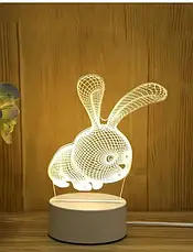Настільний світильник нічник у формі Зайчика на місяці, фото 3