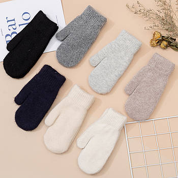 Рукавиці жіночі вовняні подвійні на хутрі Корона, розмір XXL - 23 см, асорті, 6510