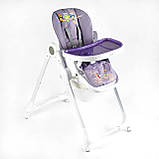 Стільчик для годування JOY (м'який чохол ПВХ, 4 колеса, знімний столик, кошик) K-60290 Фіолетовий, фото 2