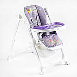 Стільчик для годування JOY (м'який чохол ПВХ, 4 колеса, знімний столик, кошик) K-60290 Фіолетовий, фото 2