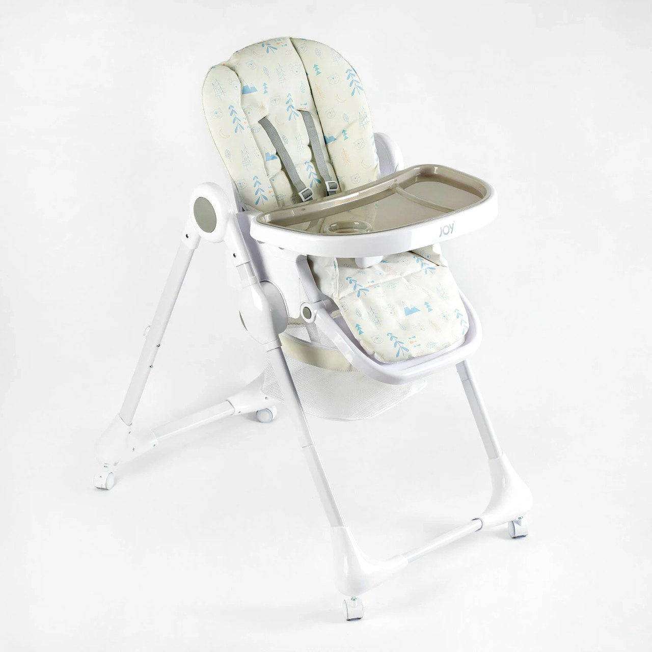 Стільчик для годування JOY (м'який чохол ПВХ, 4 колеса, знімний столик, кошик) K-11058 Бежевий, фото 1