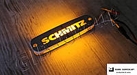 Габаритный фонарь для грузовика Schmitz хромированный с логотипом желтого цвета