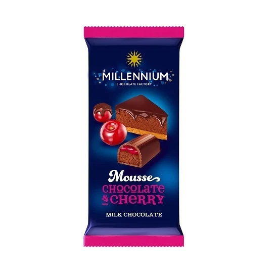 Шоколад Millennium Mousse молочний з мусовою та вишневою начинкою 95 г