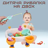 Детская интерактивная игра Магнитная Переносная Рыбалка, Магнитная рыбалка для двоих на 2 удочки