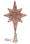 Верхівка на ялинку з підсвічуванням Зірка світло рожева (10 LED лампочок від батарейок 2AA) 40 см BonaDi