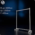 Стійка WERX-13-1530, L 1250мм, кв. 25х25мм, біла, розбірна, регульована. Торгова стійка вішало для одягу до магазину, фото 2