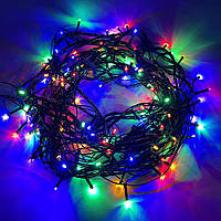 Новогодняя гирлянда LED нить 10м от сети Гирлянда 100 светодиодов 8 режимов цветная гирлянда на елку