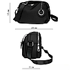 Жіноча сумка через плече, містка сумка з регульованим ремінцем чорна 23 х 17 х 11, фото 2