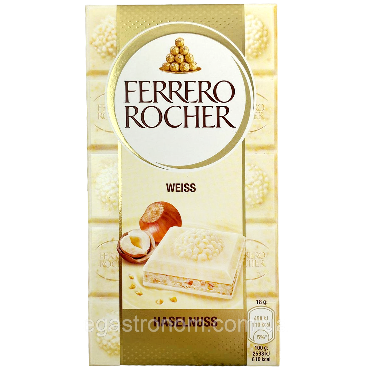 Шоколад білий з фундуком Ферреро Роше Ferrero Rocher 90g 8шт/ящ (Код: 00-00013220), фото 1