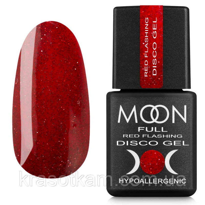 Гель-лак світловідбивний Disco Gel Moon Full Red Flashing NoRF06 червоний із шимером, 8 мл.