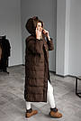 Куртка жіноча зимова довга коричнева L, фото 6