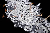 Аппликация для ткани с жемчугом и бисером для декорирования свадебных платьев, белая